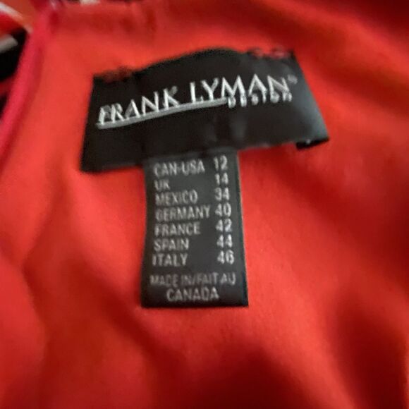 Frank Lyman BOLD Geometric Sheath Fitted Dress Black White Multi EUC Sz 12 Work - Picture 10 of 12